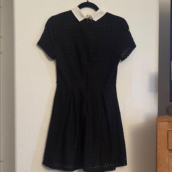 Forever 21 Black Lace Mini Dress with White Collar - Picture 2 of 6